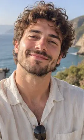 Example: the same man outdoors in a light shirt